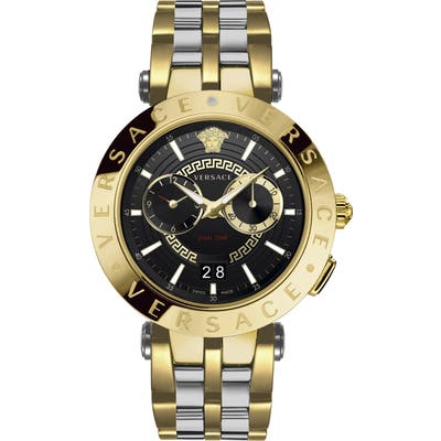 Versace V-Race Dual Time Bracelet Watch, 4m