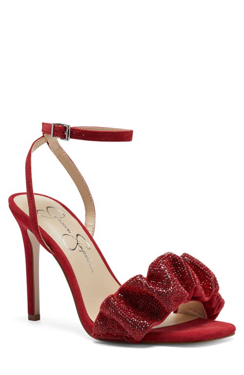 Jessica Simpson Owina Ruched Crystal Strap Sandal in Wicked Red