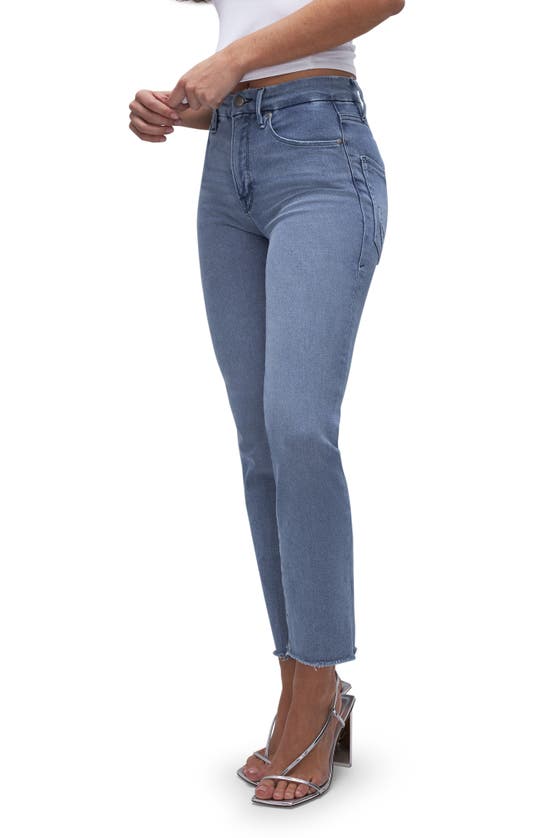 Shop Good American Good Legs Straight Split Pocket Jeans In Blue449