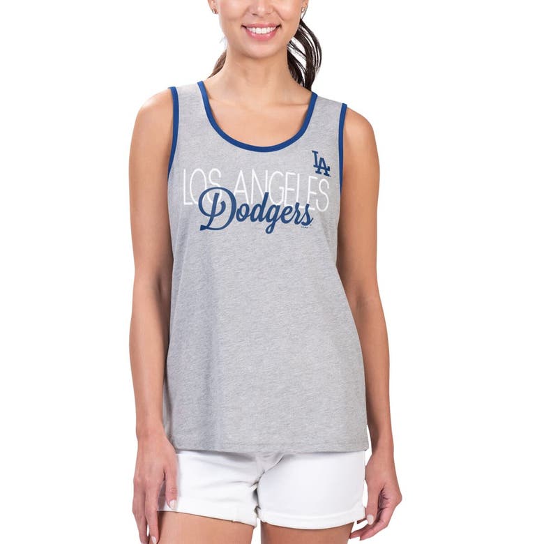 Shop G-iii 4her By Carl Banks Gray Los Angeles Dodgers Fastest Lap Tank Top