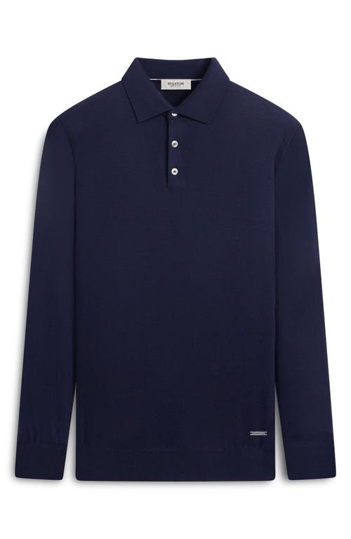 Shop Bugatchi Merino Wool Polo Sweater In Navy