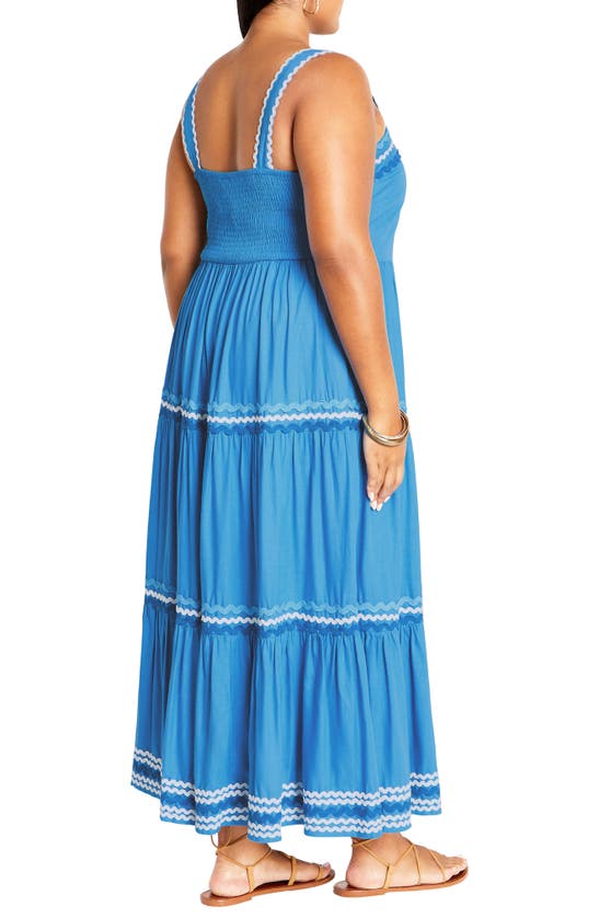 City Chic Paradiso Tiered Maxi Sundress In Ice Blue