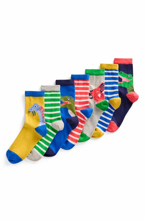 Shop Boden Mini  Kids' Assorted 7 Pack Crew Socks In Dinosours