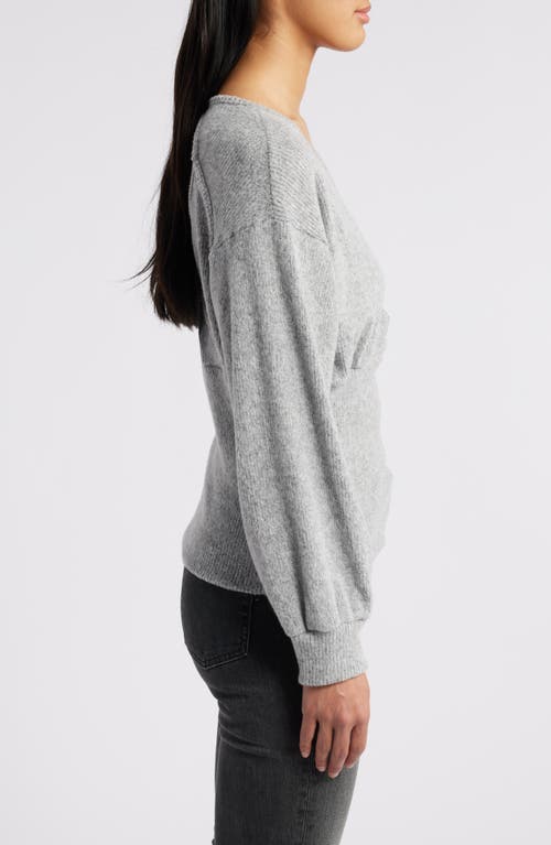 Shop Loveappella Empire Tie Back Rib Top In Heather Gray