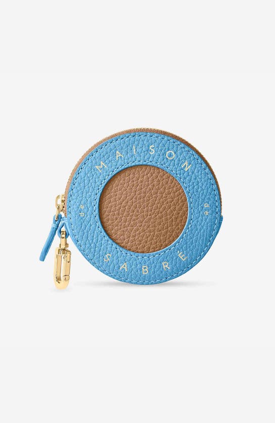 Shop Maison De Sabre Maison De Sabré Leather Coin Purse In Sky Sandstone