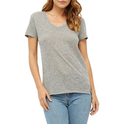 Junior Stateside Heathered Jersey V-Neck Tee, Grey
