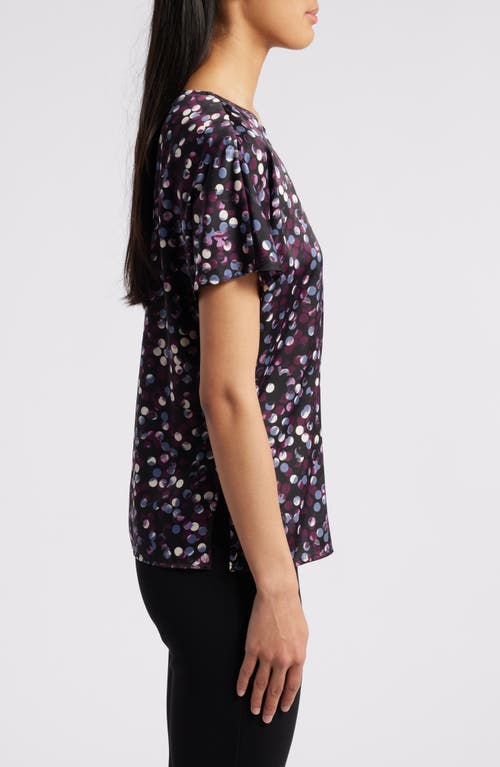 Anne Klein Women's Printed Dolman-sleeve Side-slit Top In Anne Black/deep Plum Multi