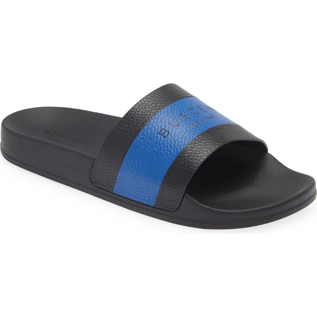Buscemi Logo Slide Sandal In Black/blue/black