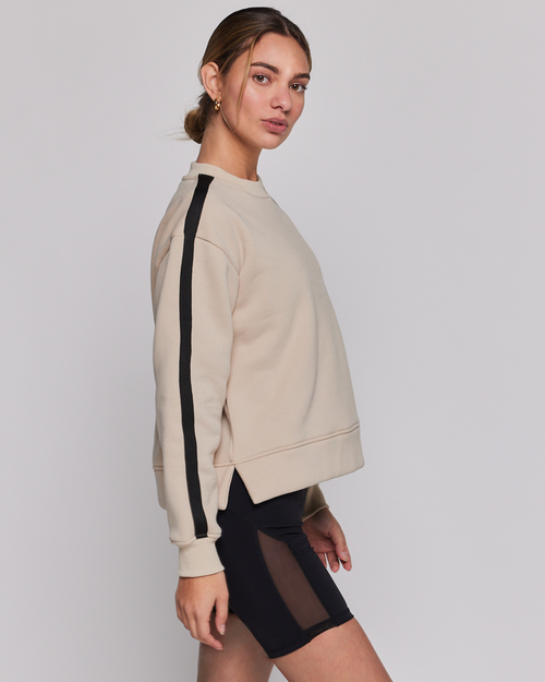 Rebody Active Sideline Fleece Sweatshirt In Sand/black