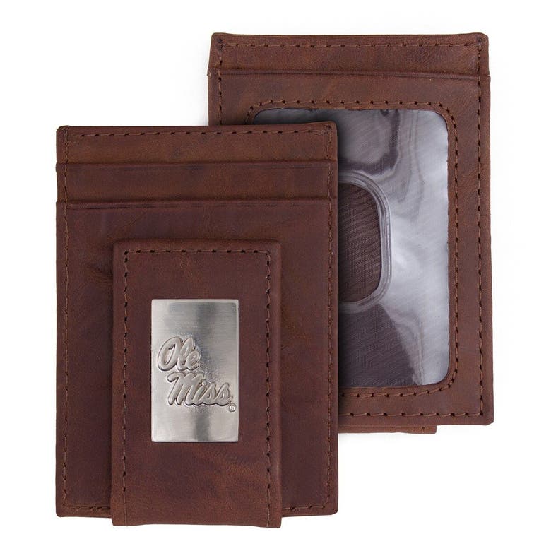 Eagles Wings Brown Ole Miss Rebels Leather Front Pocket Wallet