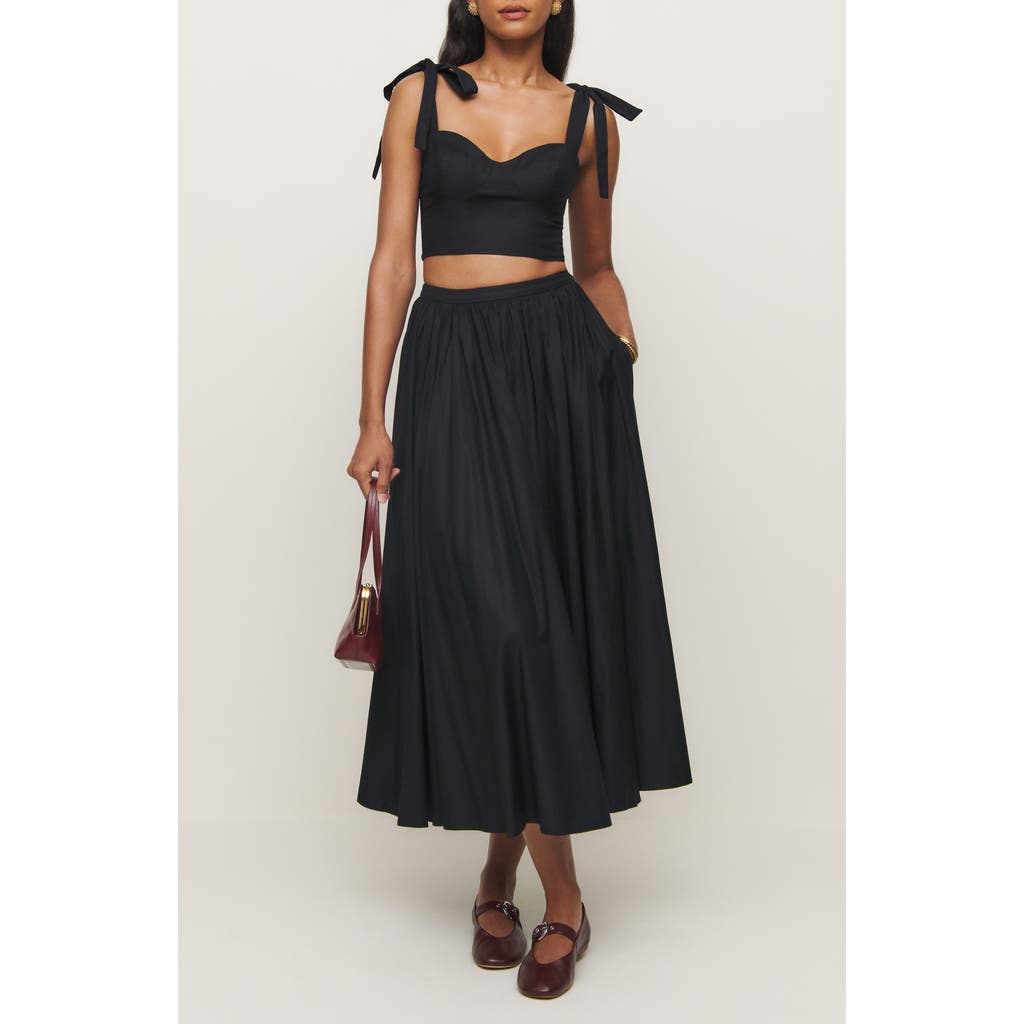 Reformation X Kacey Musgraves Magnolia Tank & Midi Skirt Set In Black