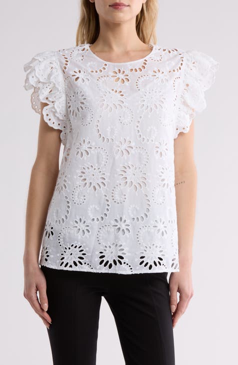 Lembra Eyelet Flutter Sleeve Top