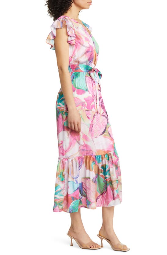 Shop Sam Edelman Colorburst Leaf Print Faux Wrap Dress In Pink Multi