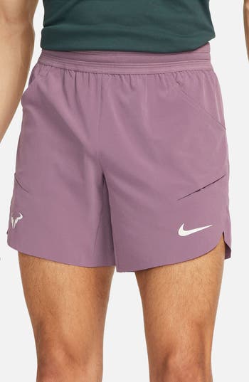 Shop Nike Dri-fit Adv Rafa Tennis Shorts In Violet Dust/green Glow