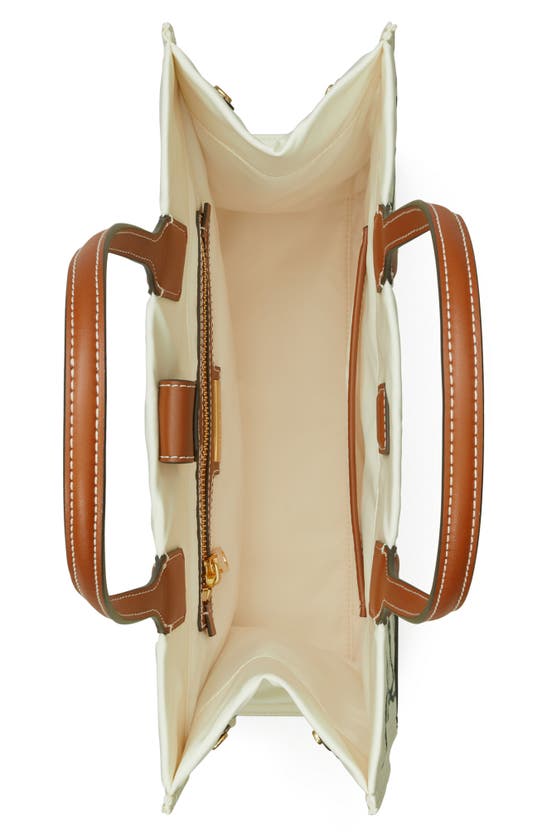 Tory Burch Ella Printed Small Tote In Ivory Abstract Rope