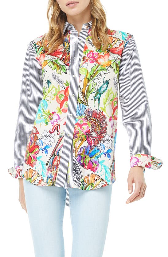 Robert Graham Carrie Floral & Stripe Print Button-up Shirt In Multi