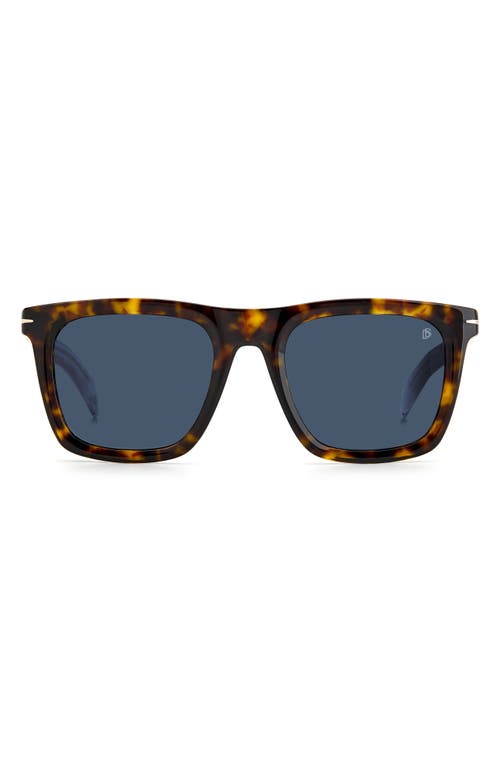 David Beckham Eyewear 53mm Rectangular Sunglasses in Havana Crystal /Blue