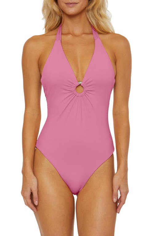 Shirred Ring One-Piece Swimsuit in Pinkie