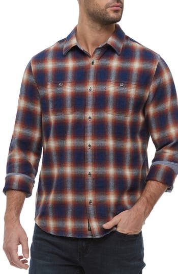 Flag And Anthem Allendale Plaid Long Sleeve Cotton Button-up Shirt In Navy/rust