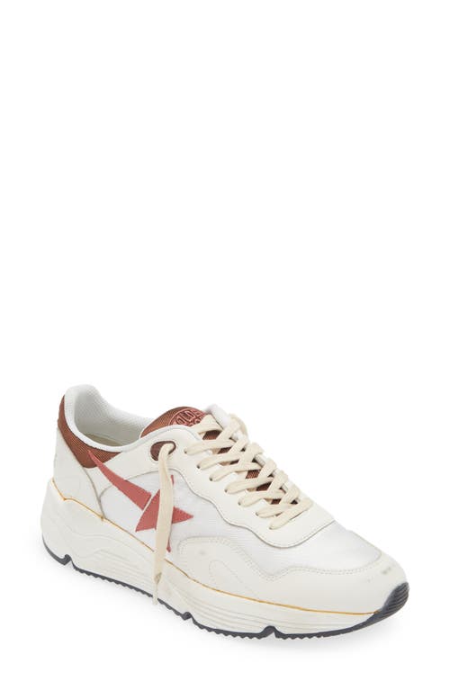 Golden Goose Men's Running Sole Textile And Leather Runner Sneakers In White/red