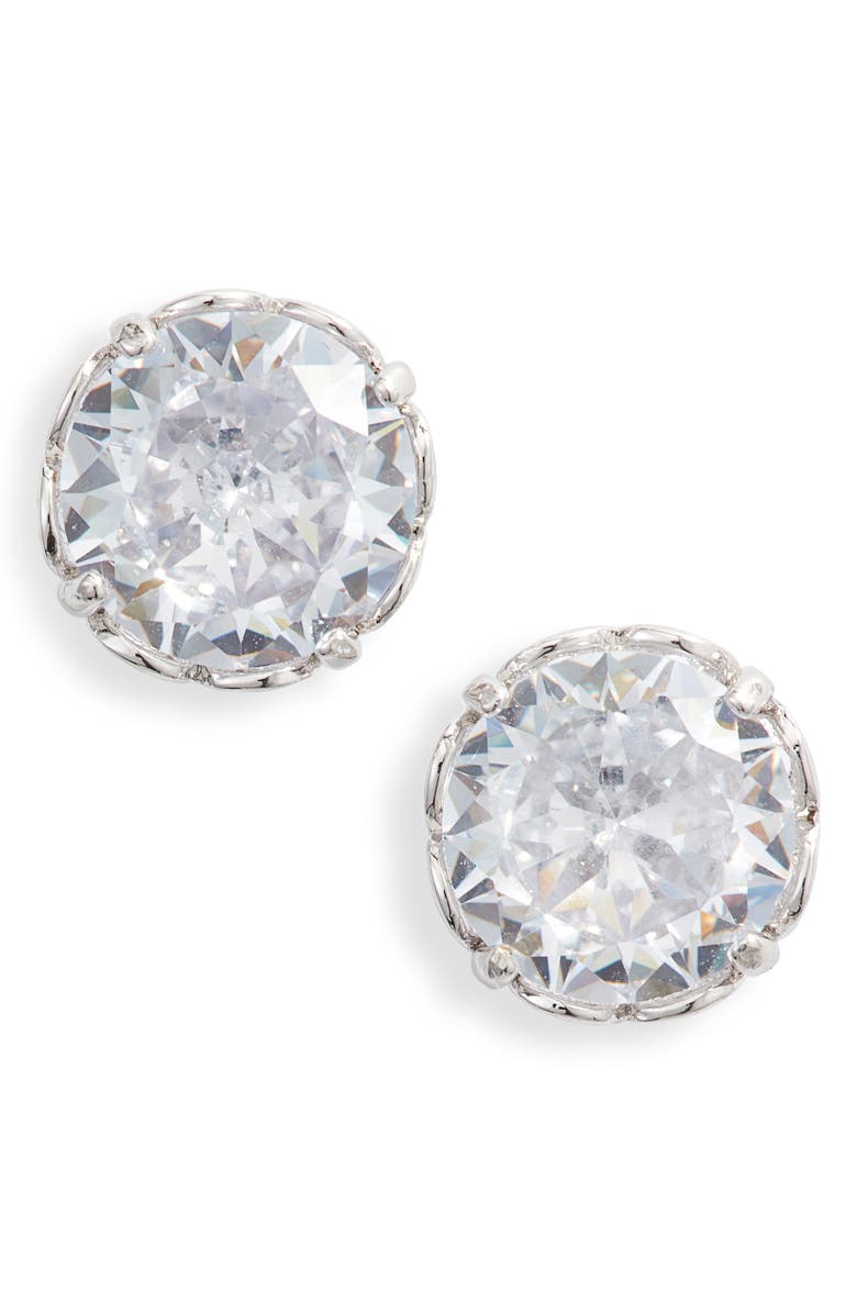 KATE SPADE NEW YORK that sparkle round stud earrings, Main, color, CLEAR/ SILVER