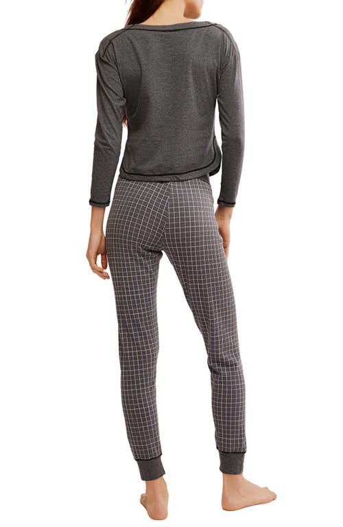 Shop Free People Chill Evening Knit Pajamas In Charcoal Combo