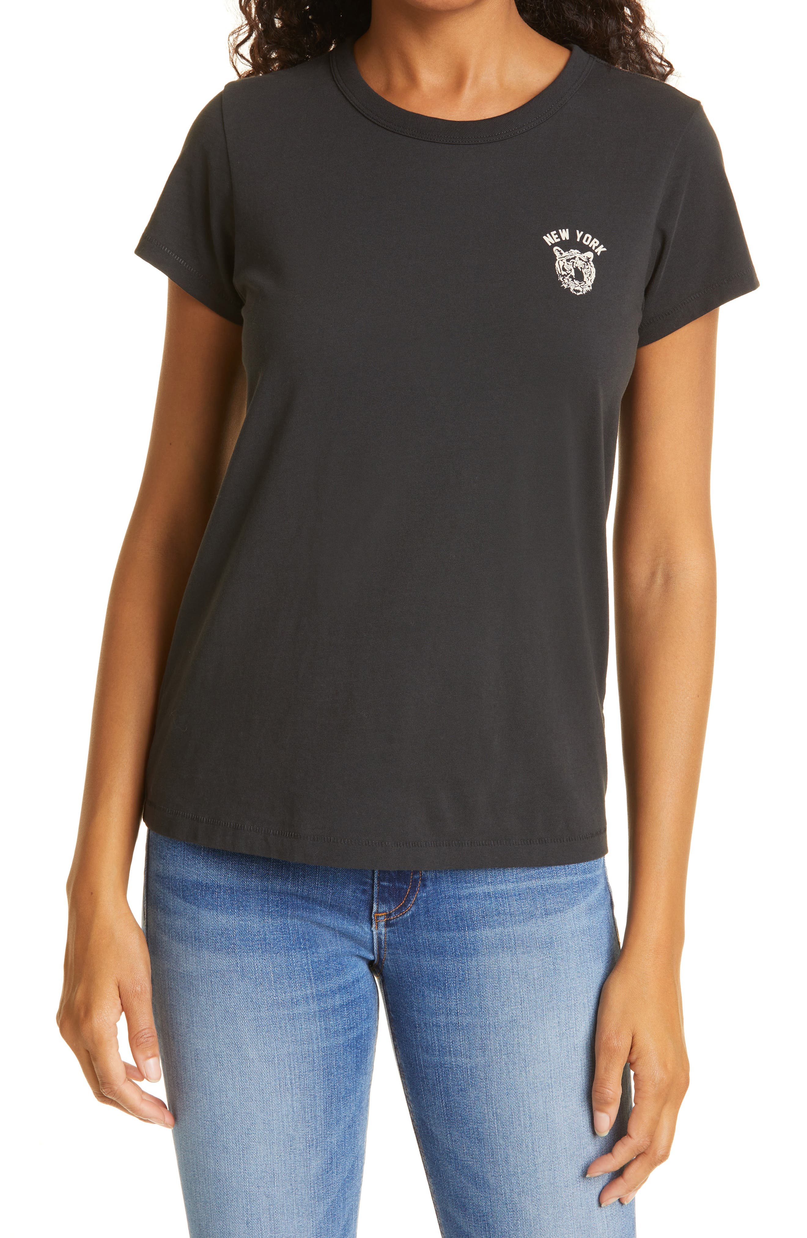 rag & bone Tiger Organic Cotton Graphic Tee in Black at Nordstrom, Size Xx-Small