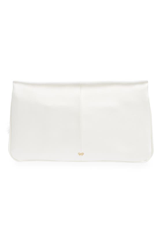 Anya Hindmarch Bow Clutch Bag In Double Satin In Ivory