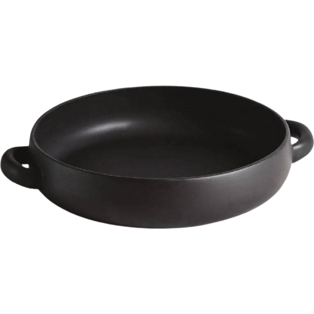 Gharyan Stoneware Large Serving Plate With Handles In Black