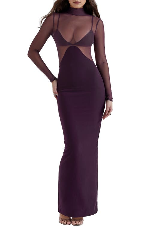 HOUSE OF CB Safiya Long Sleeve Cocktail Dress Dark Prune at Nordstrom, A