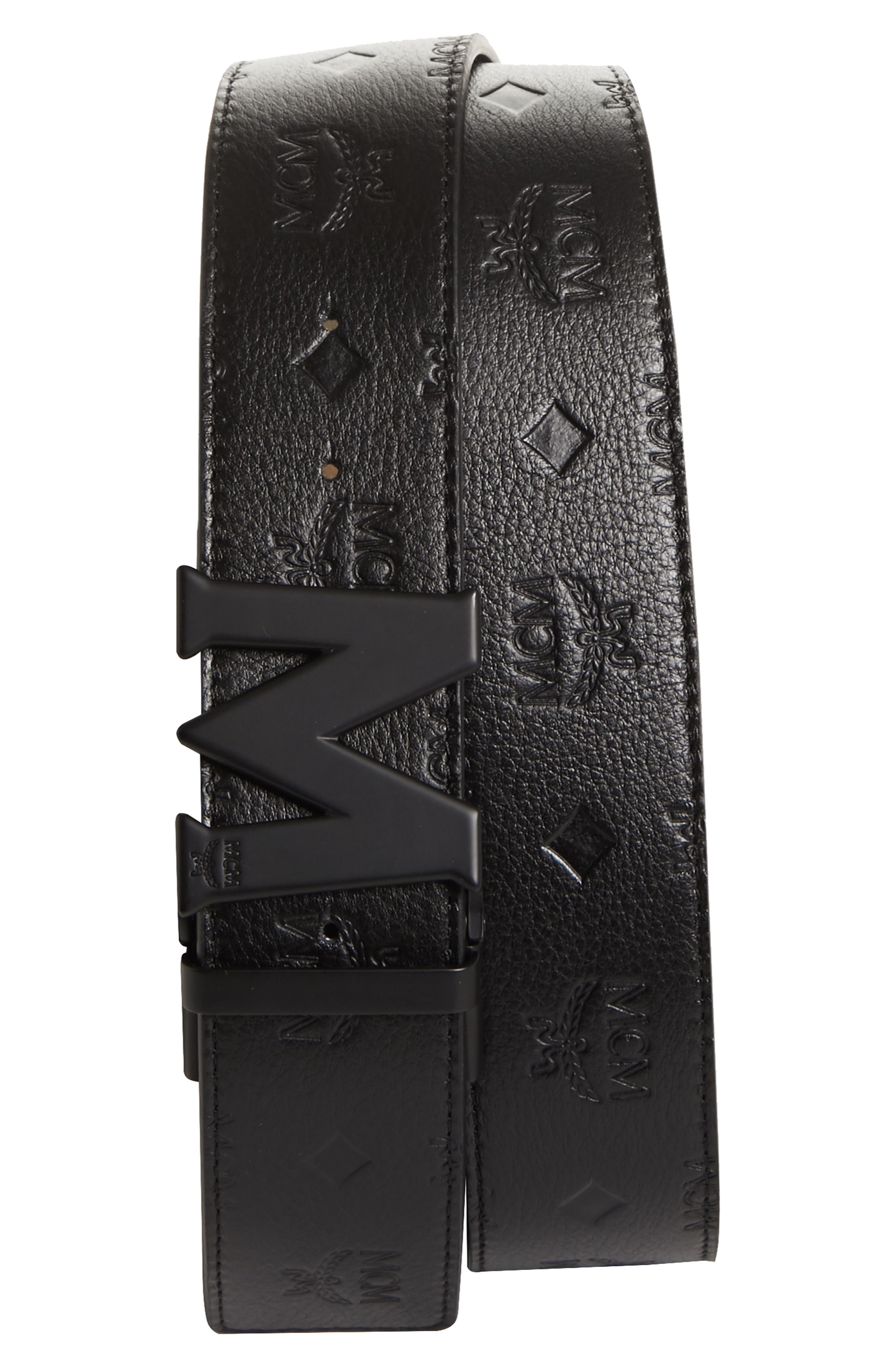 monogram leather belt