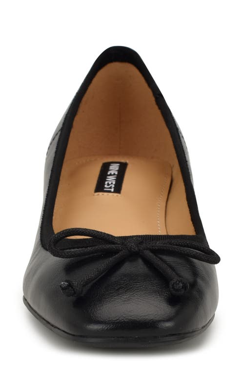Nine West Women's Saruh Square Toe Slip-on Dress Pumps In Black Leather