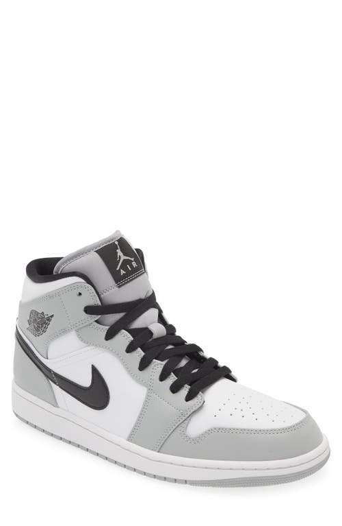 Shop Jordan Air  1 Mid Sneaker In Black/iron Grey/white