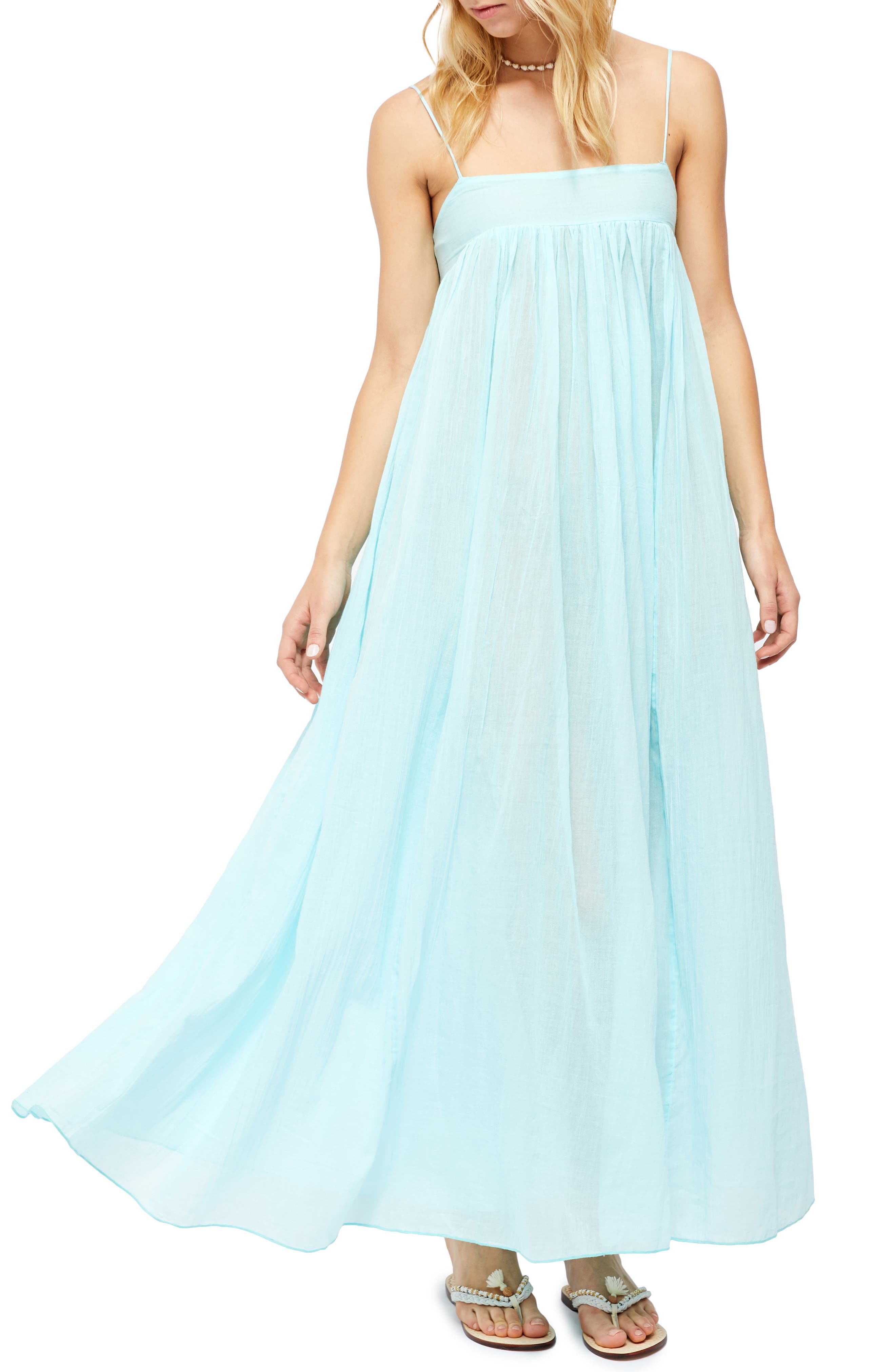 blue maxi slip dress
