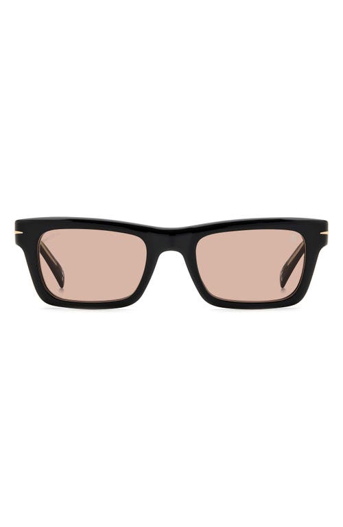 David Beckham Eyewear 51mm Tinted Rectangular Sunglasses in Black Crystal /Nude Photocrom