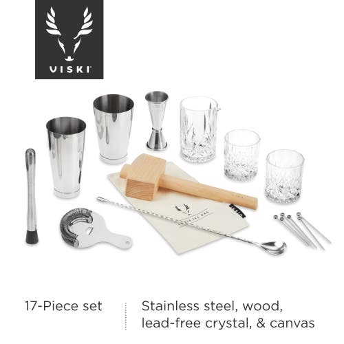 Viski 17-piece Barware Set In Silver
