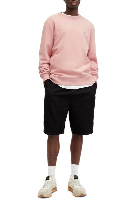 Shop Allsaints Raven Slim Fit Crewneck Sweatshirt In Bramble Pink