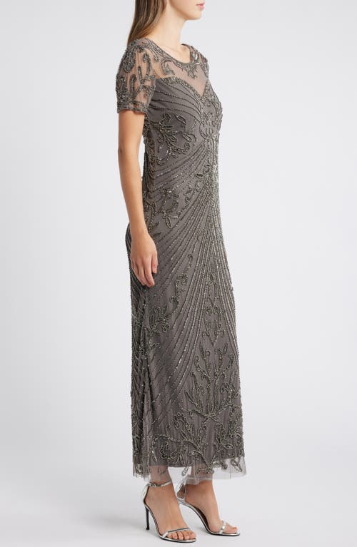 PISARRO NIGHTS PISARRO NIGHTS ILLUSION BEADED MESH COLUMN GOWN 