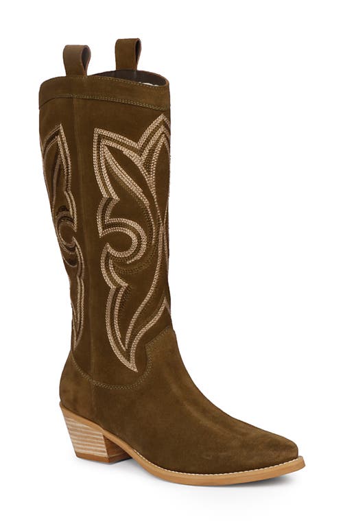 Martina Pointed Toe Western Boot in Khaki