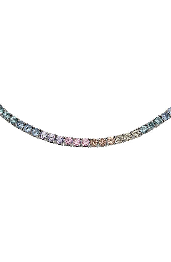 Shop Kurt Geiger Pastel Cubic Zirconia Tennis Necklace In Multi