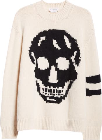 Alexander McQueen Skull Intarsia Wool & Cashmere Crewneck Sweater