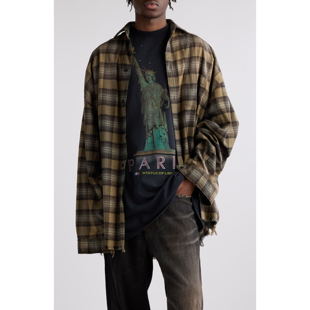 Balenciaga Light Khaki Green Cotton Layered Shirt In Light Khaki