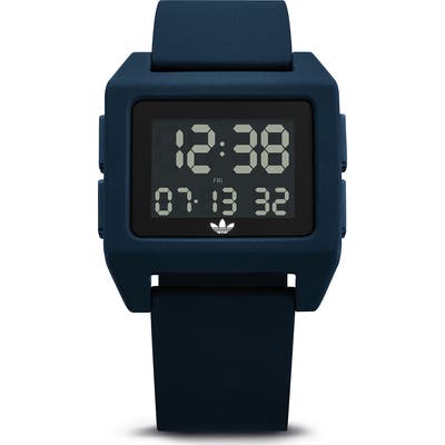 Adidas Archive Digital Silicone Strap Watch, 40Mm