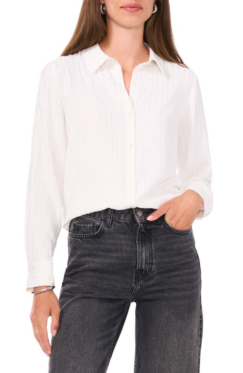 Shop Vince Camuto Foil Stripe Button-up Shirt In Ultra White