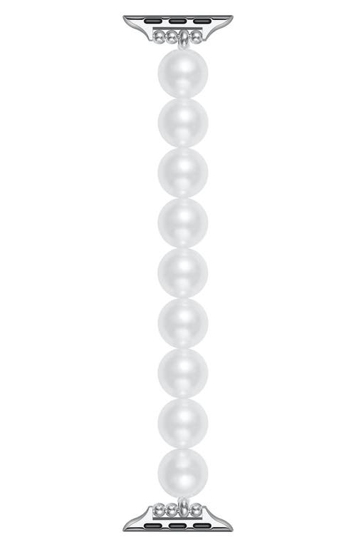 The Posh Tech Violet Imitation Pearl Apple Watch® Bracelet Watchband In White