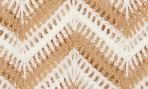 Laundry By Shelli Segal Zigzag Crocheted Sweater In Marshmallow/camel