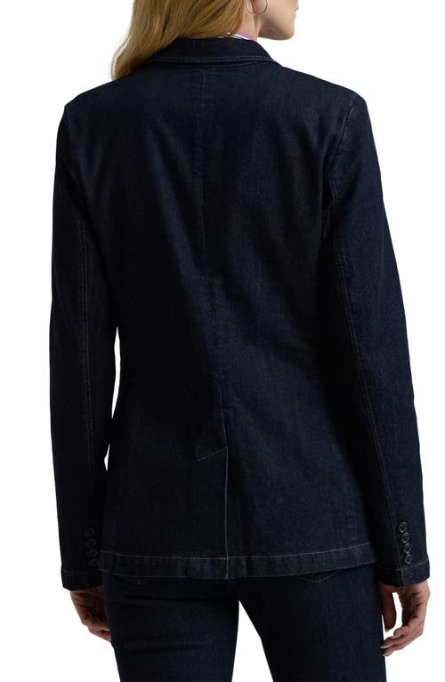 Shop Lauren Ralph Lauren Denim Blazer In Deep Indigo Wash