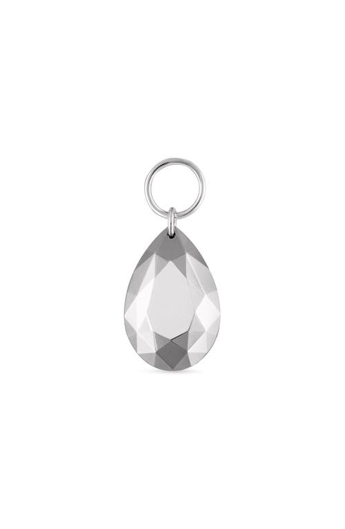 Faceted Pear Charm Pendant in White Gold