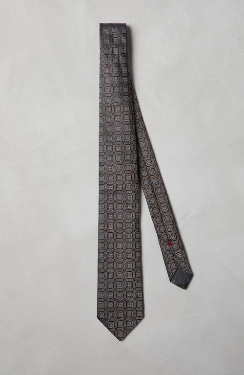 Shop Brunello Cucinelli Silk Tie With Pattern In Light Brown