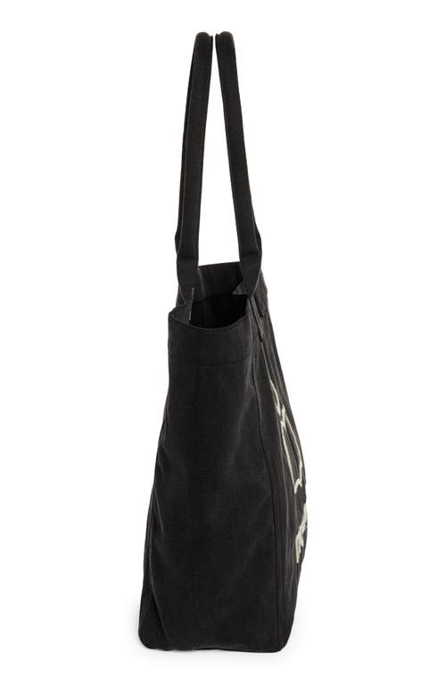 Isabel Marant Xo Capsule Small Yenky Embroidered Logo Canvas Tote In Faded Black